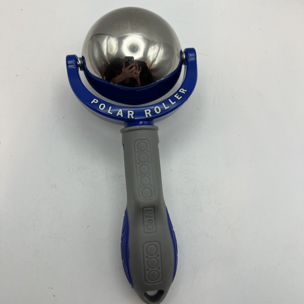GoFit Polar Roller Blue/Gray Freezable/ Chilling Muscle Massager Ball W/ Handle